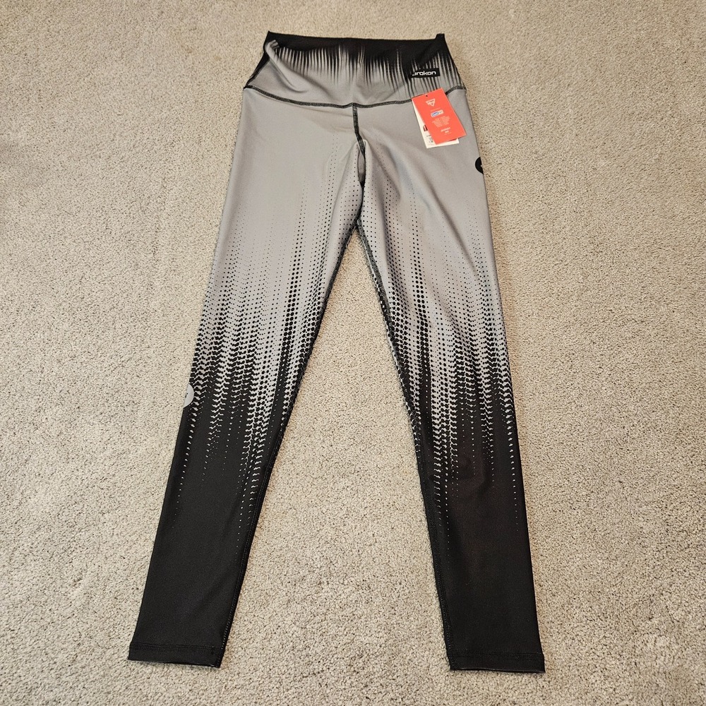 Drakon CoolFit Leggings‎ One Size Gray Black Ombre High Rise Compression NWT